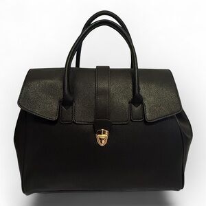 Structured Faux Black Leather Tote Travel Bag | Spacious Carryall | NWT